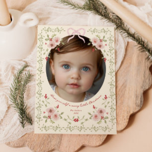 Daety Blommigt jul Photo Julkort
