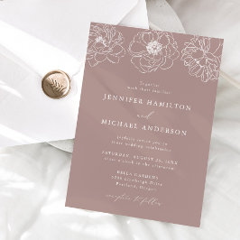 Daety Blommigt Mauve Bröllop Inbjudningar