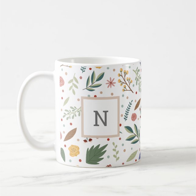 Daety blommigt Monogram Kaffemugg (Vänster)