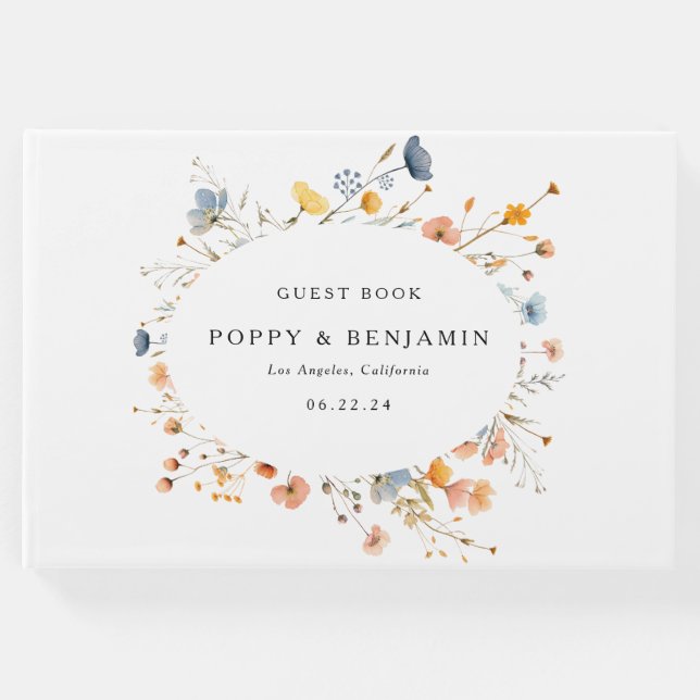 Daety Blommigt WildblommBröllop Gästböcker (Framsida)