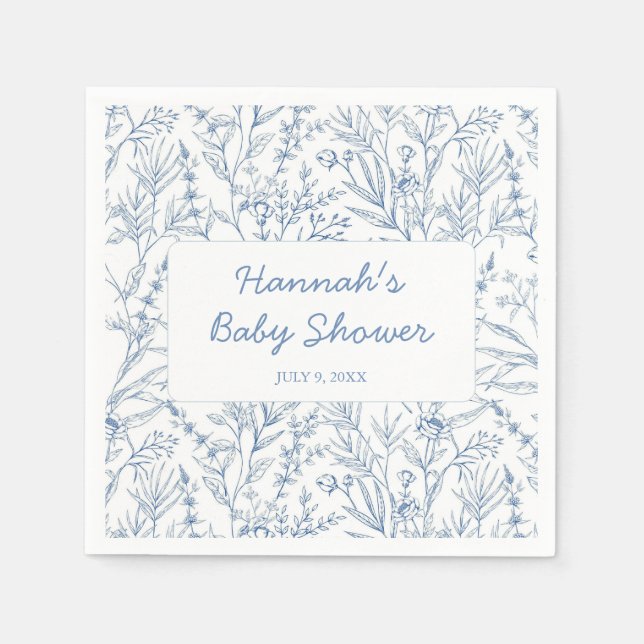 Daety Blue Personlig Baby Shower Napkins Pappersservett (Framsidan)