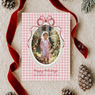 Daety Bow Ram Gingham jul Photo Julkort