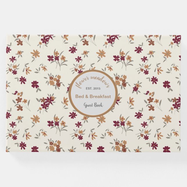 Daety Guld Maroon Blommönstret Gästböcker (Framsida)