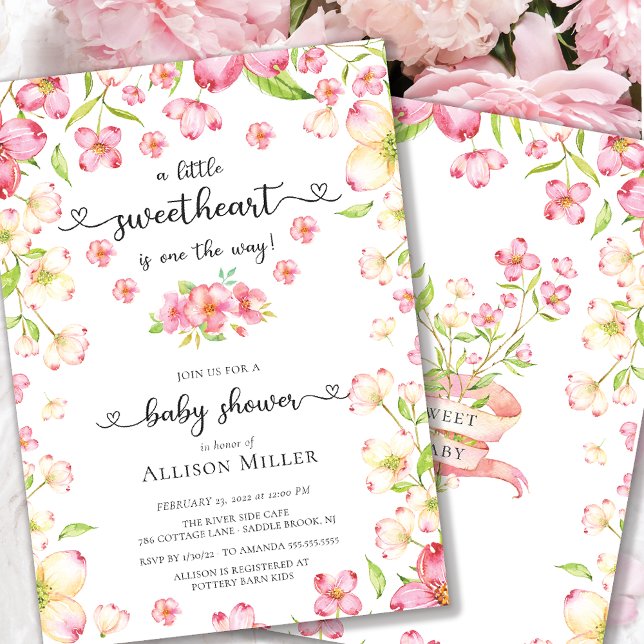 Daety Rosa Blommigt SweBaby Shower Invati Inbjudningar (Skapare uppladdad)