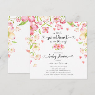 Daety Rosa Blommigt SweBaby Shower Invati Inbjudningar