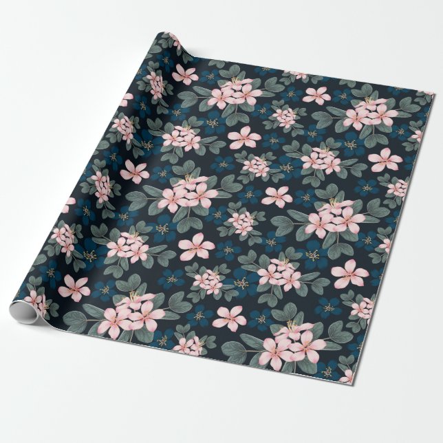 Daety Rosa Flowers #3 Wrapping Papper Presentpapper (Utrullad)