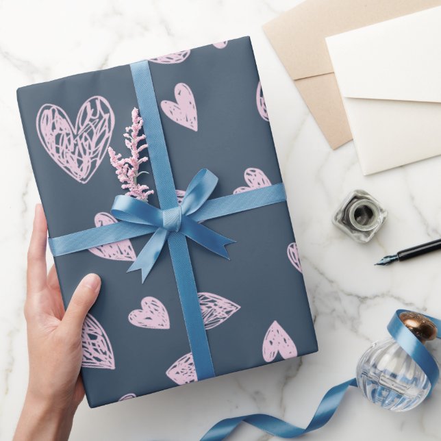 Daety Rosa Heart Mönster Presentpapper (Gifting)