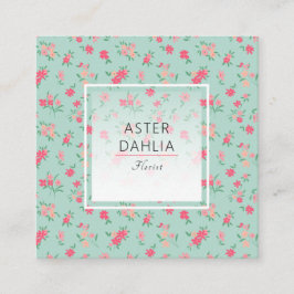 Daety Teal Rosa Tiny Flowers Fyrkantigt Visitkort