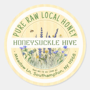Daety Wildblommhoney Label Pure Raw Local Runt Klistermärke
