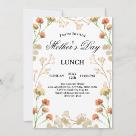 Daety WildblommWhite Mors dag Lunch Inbjudningar