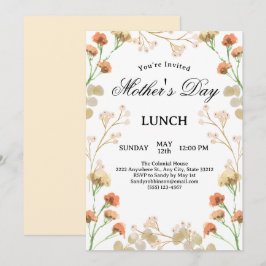 Daety WildblommWhite Mors dag Lunch Inbjudningar