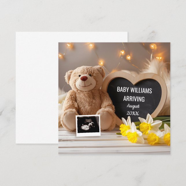 Daffodil Baby-meddelande Social Media Inbjudningar (Fram/baksida)