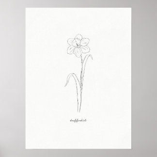 Daffodil Bird Flower Skriv ut Poster