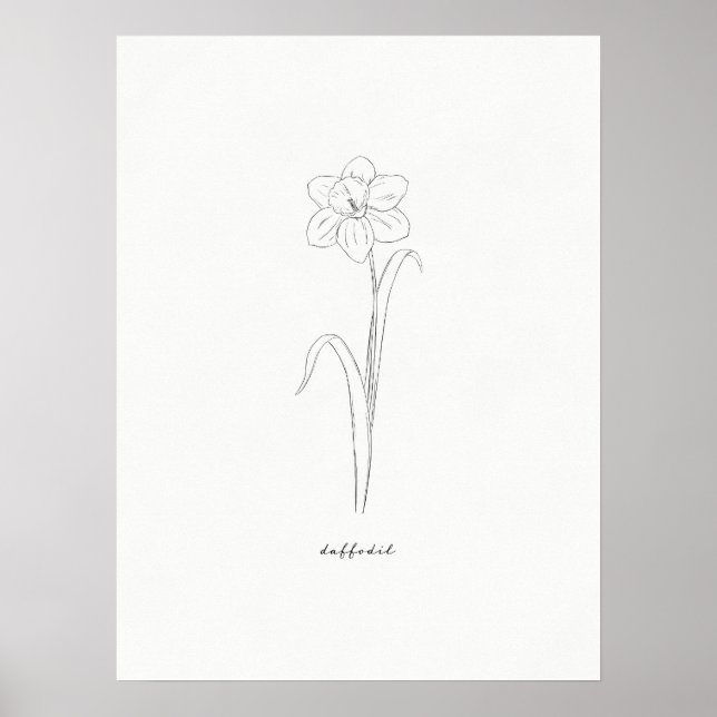 Daffodil Bird Flower Skriv ut Poster (Framsidan)