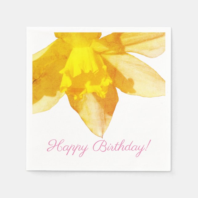 Daffodil Birthday Cocktail Papper Napkins Pappersservett (Framsidan)