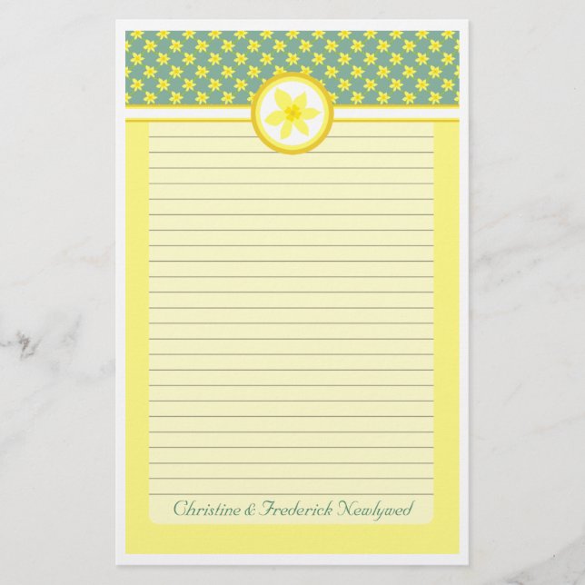Daffodil Bröllop, kontorsmateriel Brevpapper (Framsida)