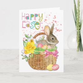 Daffodil Bunny i Påskägg Basket Helgkort