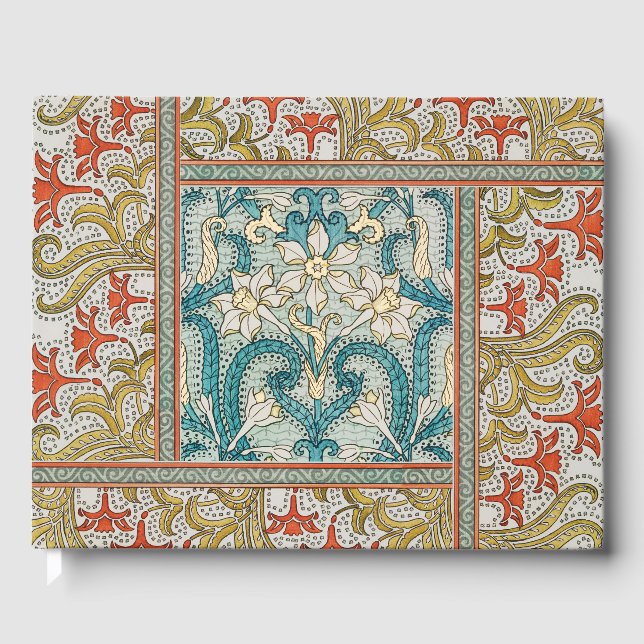 Daffodil chintz art nouveau-blomman tapet gästböcker (Framsida)