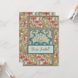 Daffodil chintz art nouveau-blomman tapet inbjudningar