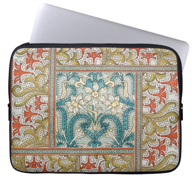 Daffodil chintz art nouveau-blomman tapet laptop fodral (Framsidan)