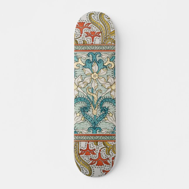 Daffodil chintz art nouveau-blomman tapet mini skateboard bräda 18,5 cm (Framsida)