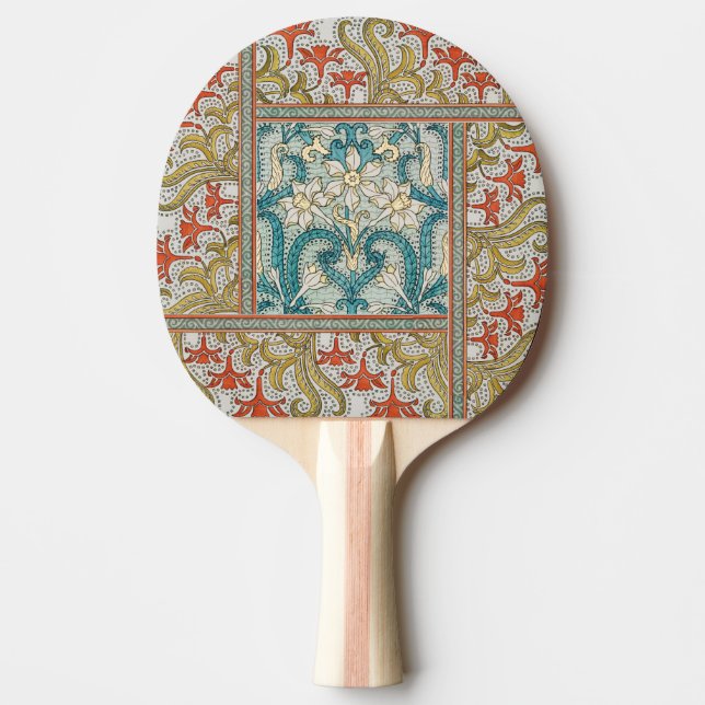 Daffodil chintz art nouveau-blomman tapet pingisracket (Framsidan)