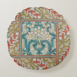 Daffodil chintz art nouveau-blomman tapet rund kudde