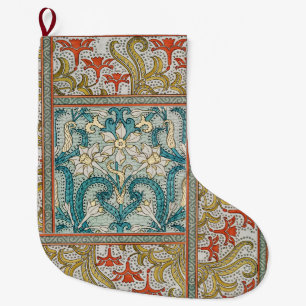 Daffodil chintz art nouveau-blomman tapet stor julstrumpa