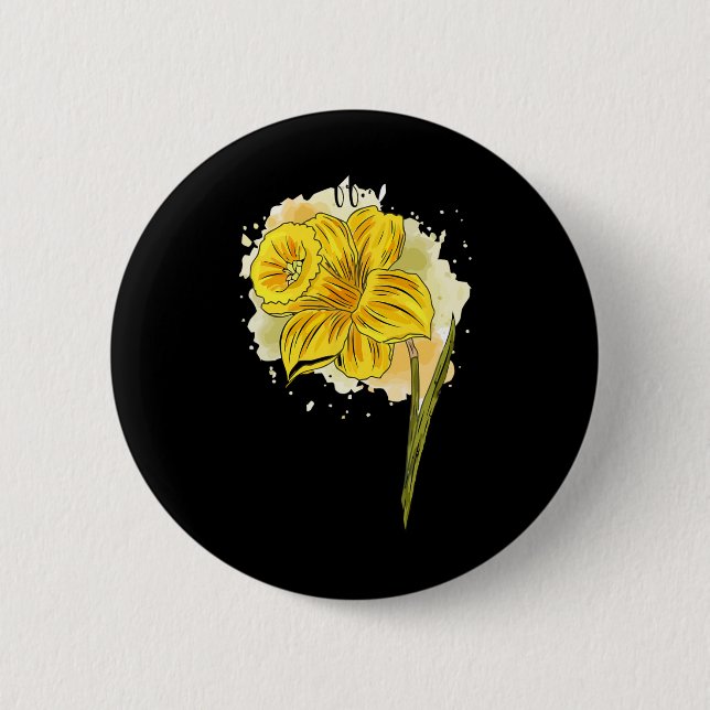 Daffodil Daffodils Flowers Blommigt Vår Påsk Da Knapp (Framsida)