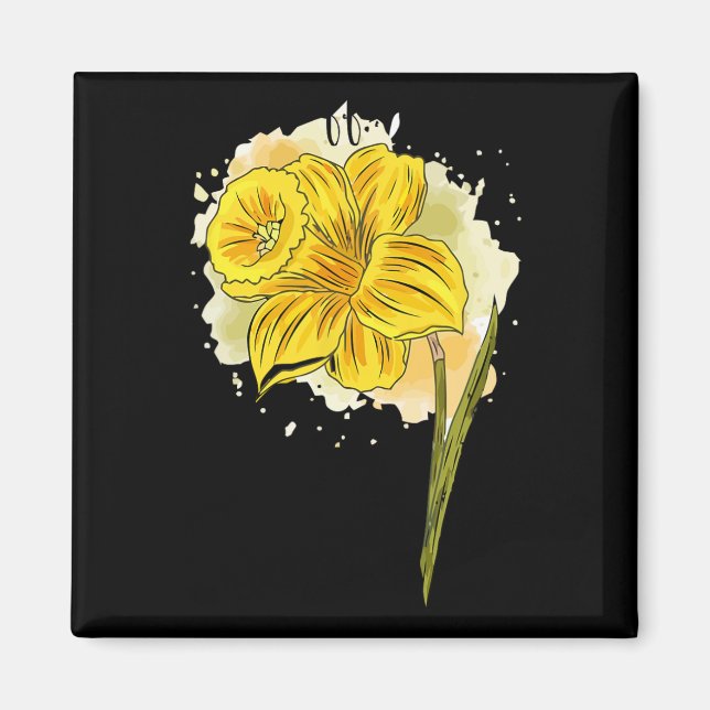 Daffodil Daffodils Flowers Blommigt Vår Påsk Da Magnet (Framsidan)