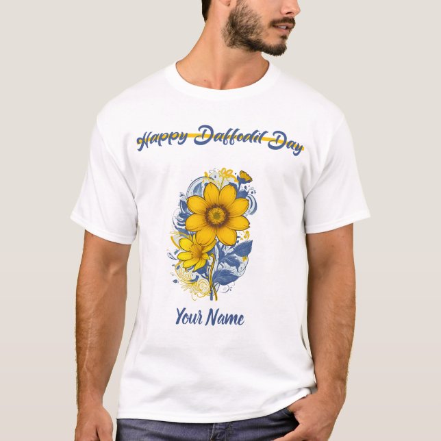 Daffodil Day - Daffodil Cancer Awareness Flower T Shirt (Framsida)