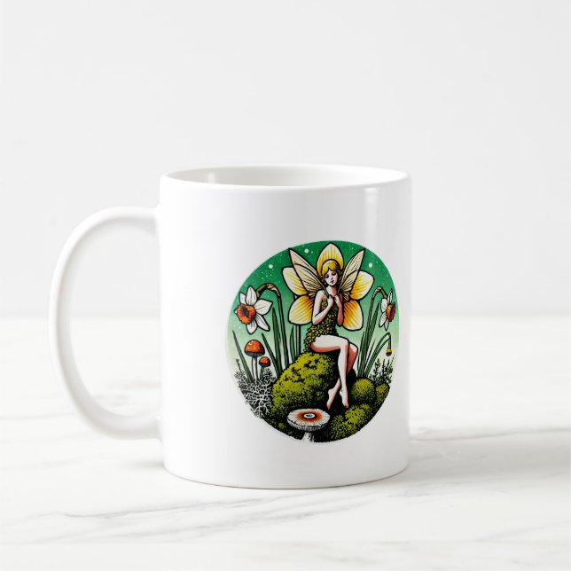 Daffodil Fairy Vår Älvor Blomsterträdgård Kaffemugg (Vänster)
