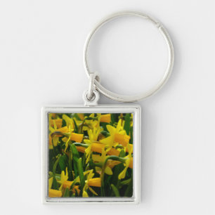 Daffodil Family Fyrkantig Silverfärgad Nyckelring