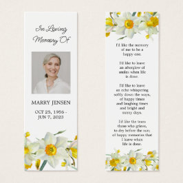 Daffodil Floral Photo Funeral Memorial Bookmark Litet Visitkort