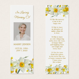 Daffodil Floral Photo Funeral Memorial Bookmark Litet Visitkort