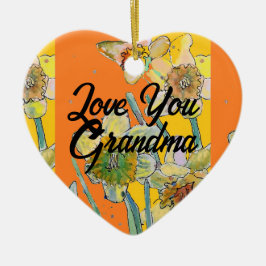 Daffodil Flower Blommigt Kärlek You Grandma Dekora Julgransprydnad Keramik