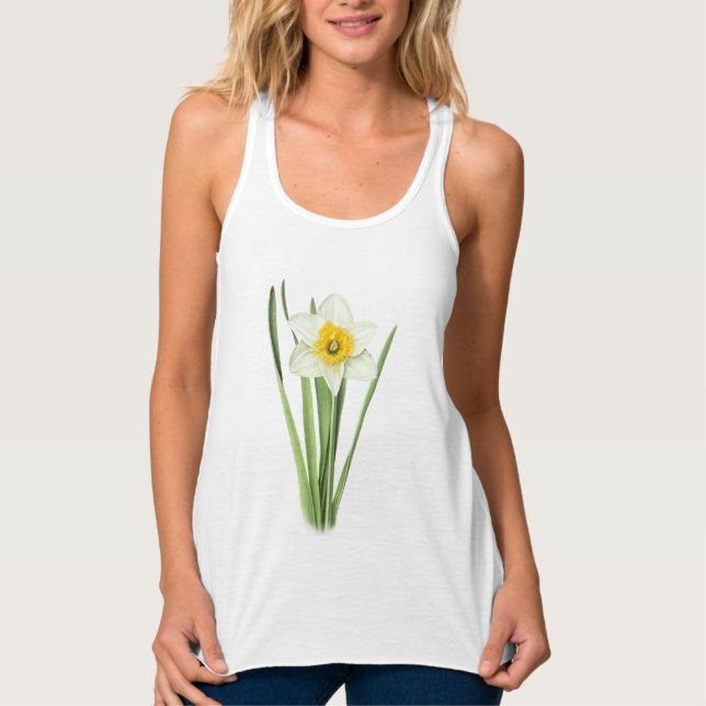 Daffodil Flower Botanical Art Design Linne Med Racerback (Framsida)