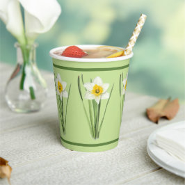 Daffodil Flower Botanical Art Grönt Papprare Kopp