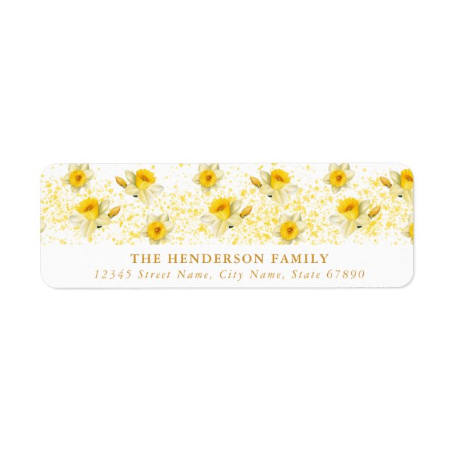 Daffodil Flower-Returetiketter Returadress Etikett (Framsidan)