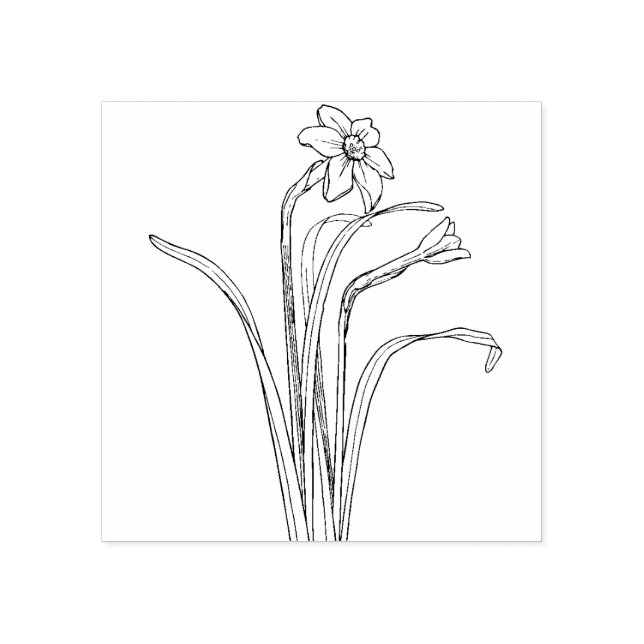 Daffodil Flower  Rubber stamp Stämpel (Tryck)