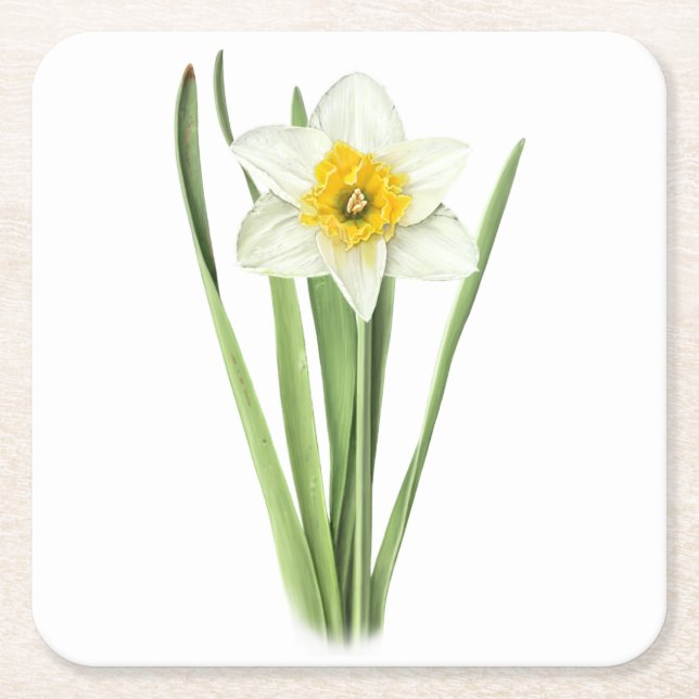 Daffodil Flower Underlägg Papper Kvadrat (Framsidan)