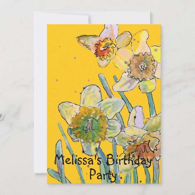Daffodil Flowers Birthday Barn Girls-inbjudan Inbjudningar (Framsida)