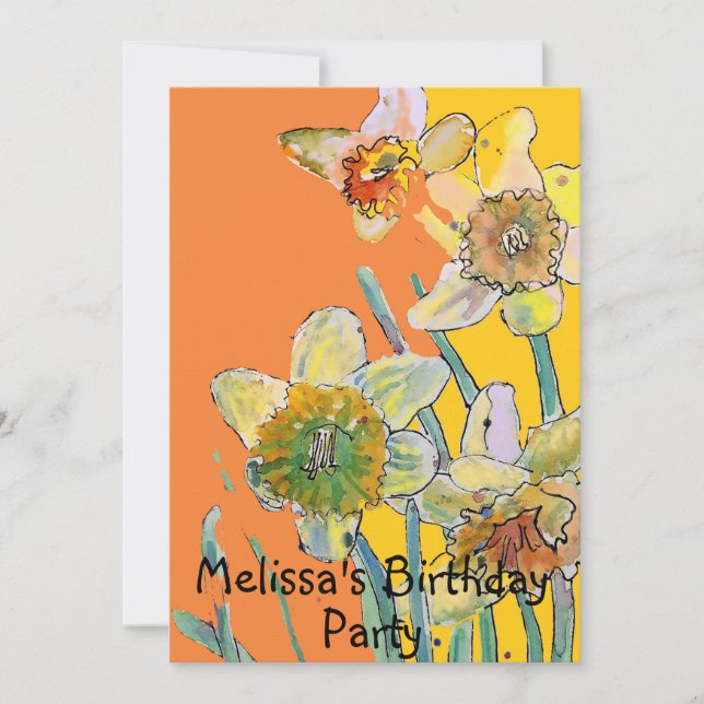 Daffodil Flowers Birthday Barn Girls-inbjudan Inbjudningar (Framsida)