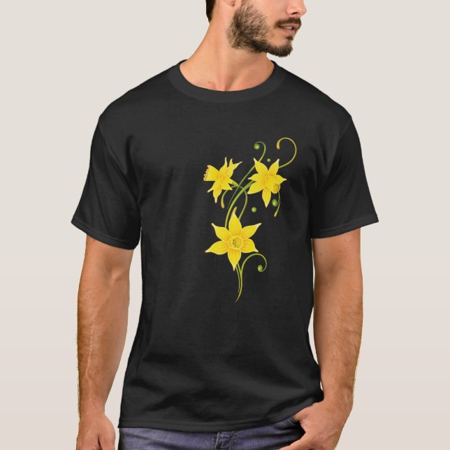Daffodil Flowers Design For Spring And Easter Holi T Shirt (Framsida)