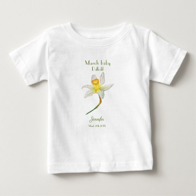Daffodil födelsedagsmånad Mars vattenfärg T-Shirt (Framsida)