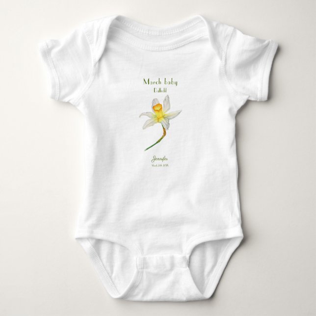 Daffodil födelsedagsmånad Mars vattenfärg T-Shirt (Framsida)