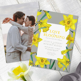 Daffodil-foto av gulten kärlek vår bröllop inbjudningar