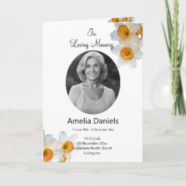 Daffodil Funeral Ceremony Program Card