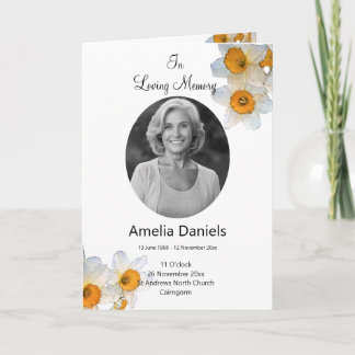 Daffodil Funeral Ceremony Program Card