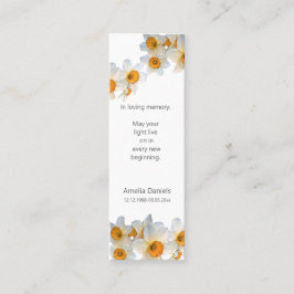 Daffodil Funeral Mini Bookmark Keepsake Card Visitkort